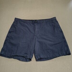 Chaps‎ Shorts Mens 42 Navy Summer NVY Seersucker Micro Check Cotton Flat Front